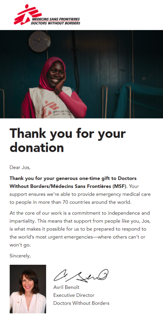 USD1,000 Donation to Médecins Sans Frontières – Staking4ADA.org